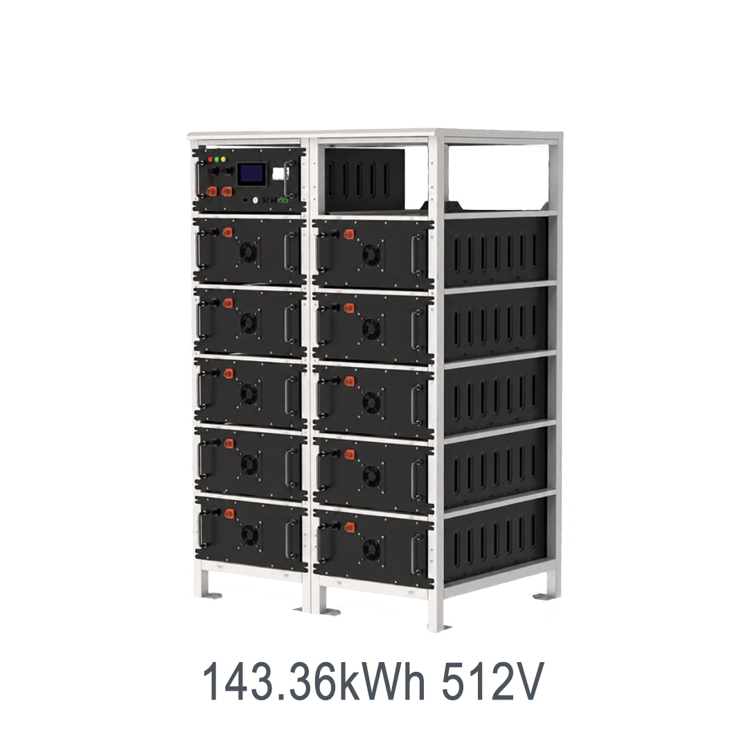 Batterie LiFePO4 haute tension de 143,36 kWh et 512 V montée en rack